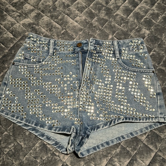 Nasty Gal Zebra Hotfix Denim Short - Picture 1 of 9